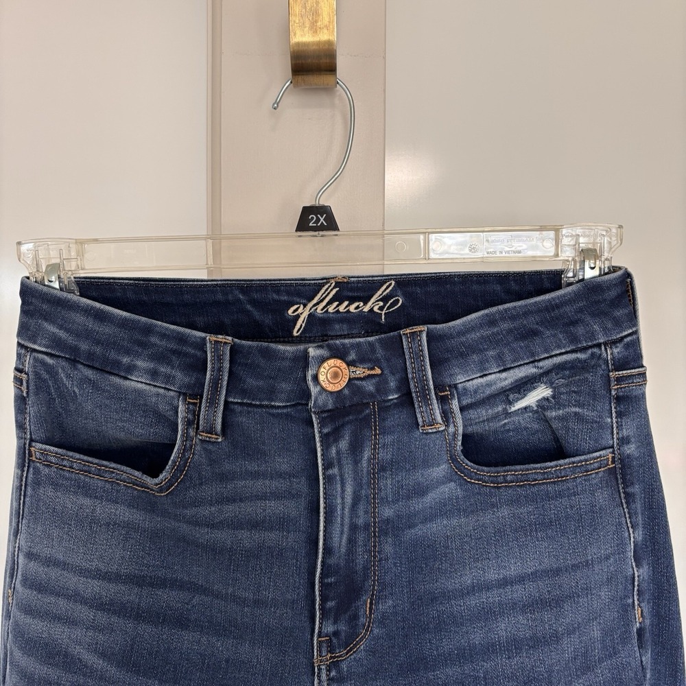 Afluck Women's Distressed Denim Stretch Blue Jeans Women's Size 6 Cotton Blend - Picture 4 of 6